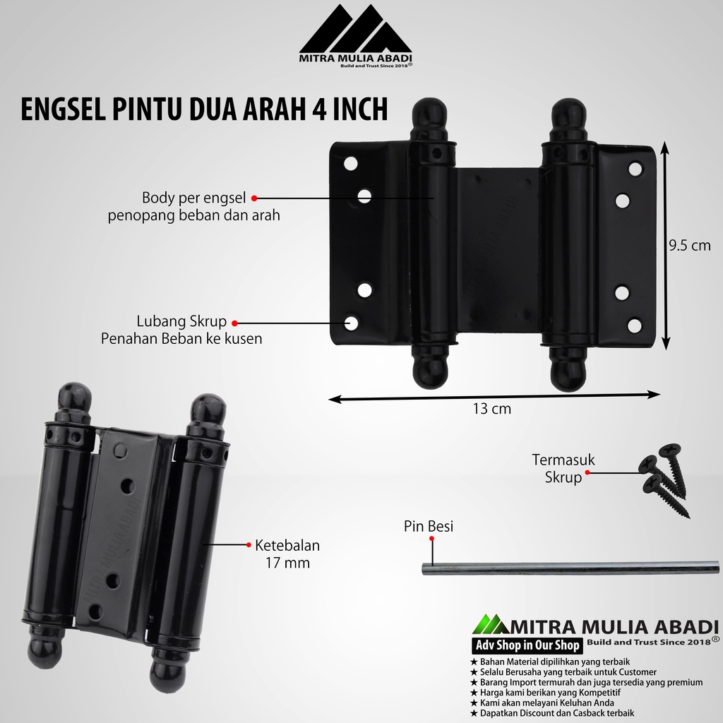 ENGSEL KOBOI 4' ENGSEL PINTU DUA ARAH  ENGSEL BOLAK BALIK