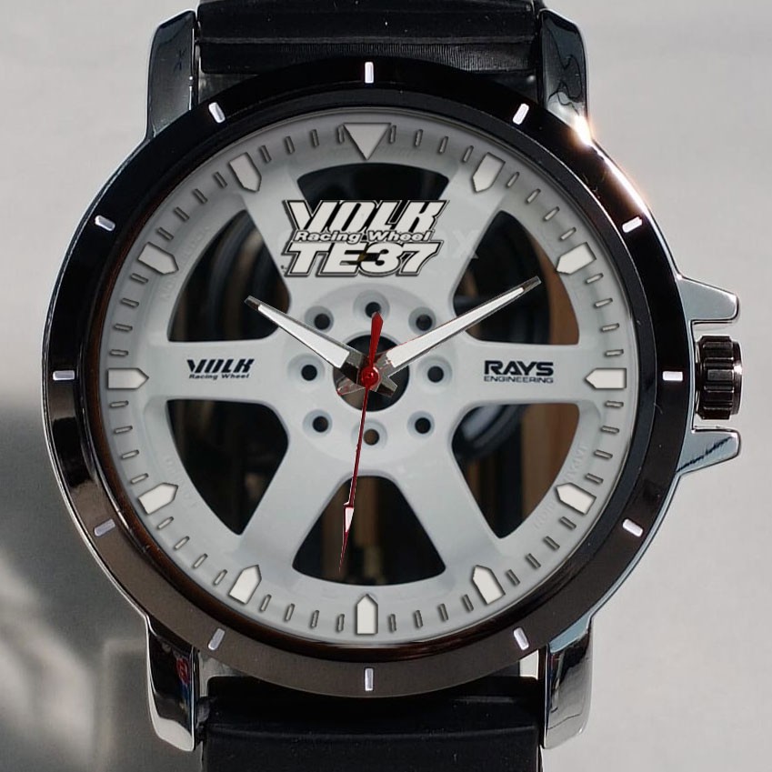 Jam Tangan Custom Velg Volk Racing Wheel Te 37 White