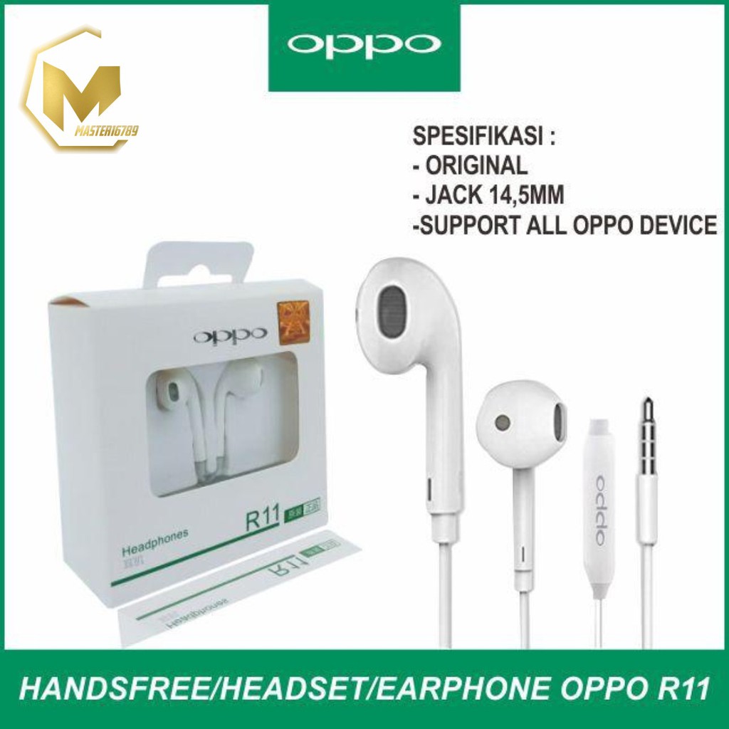 BM044 R11 Handsfree Headset Hf earphone Oppo ORIGINAL A12 A53 A52 A92 A5 A9 2020 A5S F9 F11PRO f1s MA267