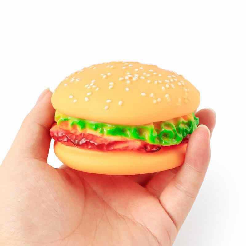 Mainan Kunyah Bentuk Hamburger Bahan Pvc Dengan Suara Mencicit Untuk Anjing/kucing