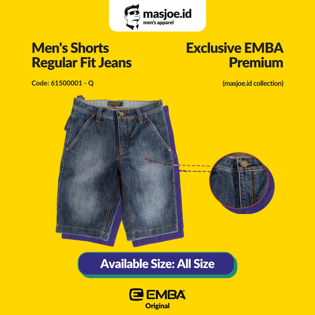 Celana Pendek Pria EMBA Original - Regular Fit Jeans