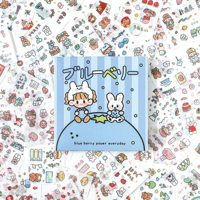 100 washi stiker per box bluberry kids deco diary jurnal theme