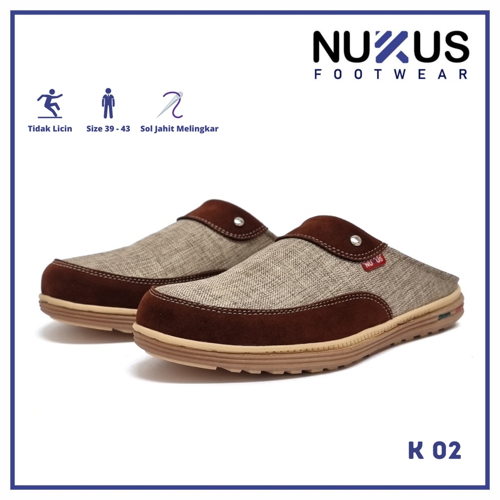 Nukus Sandal Selop Pria Kasual Bustong Coklat - NK K 02 JH