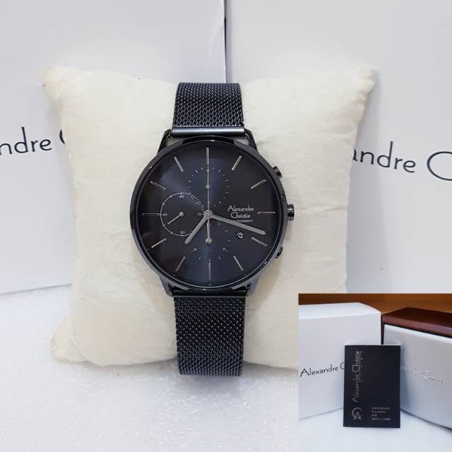 ALEXANDRE CHRISTIE AC 6555 BLACK JAM TANGAN PRIA ORIGINAL
