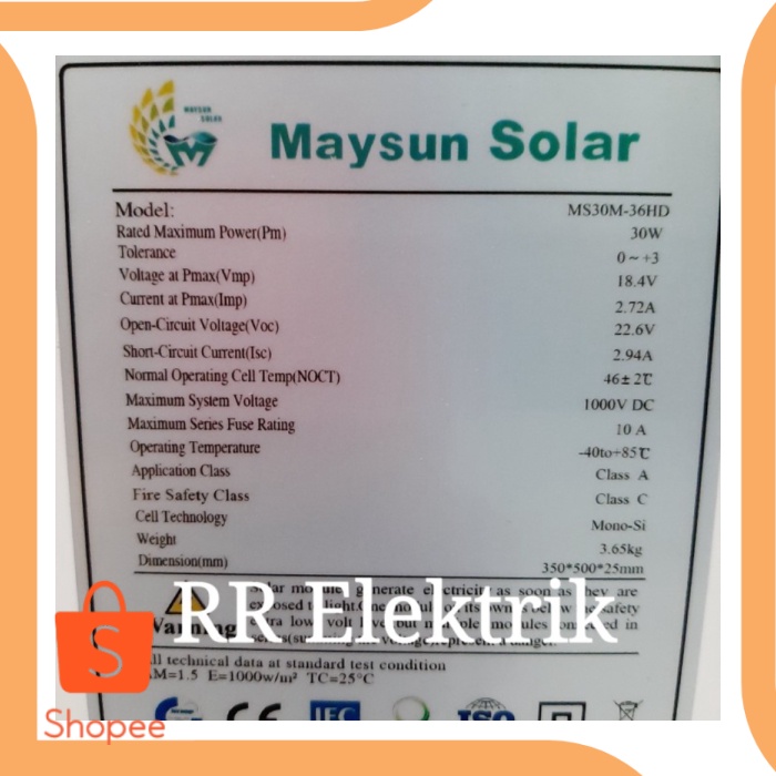 Solar Panel Solar Cell Panel Surya 30wp Mono 30 Wp Monocrystalline pe