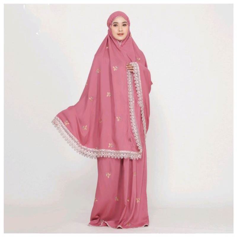 Mukena Dewasa Rayon Premium Bordir Daisy Jumbo