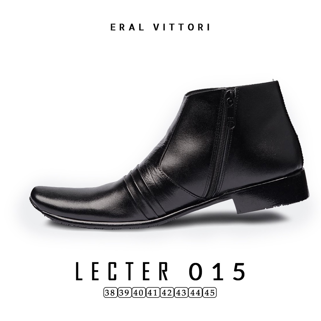 Eral Vittori - Lecter 015 Sepatu Pria Casual Formal Pantofel Boots Zipper Kulit