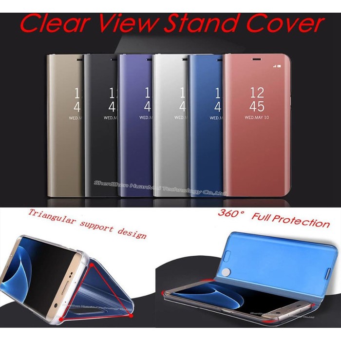 REALME C15/REALME C12/REALME C11/C1/C2/C3/X/XT CASE FLIP MIRROR HARDCASE CLEAR VIEW STANDING