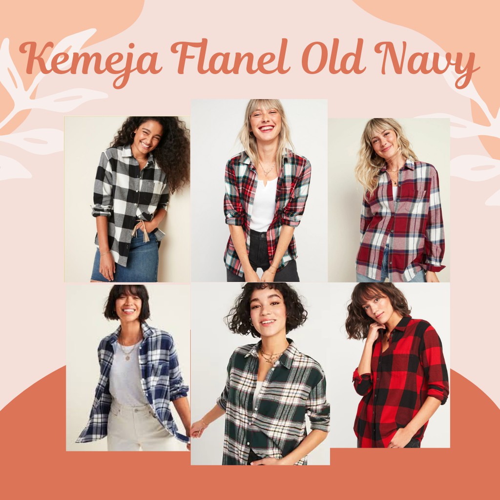 KEMEJA KOTAK FLANEL WANITA / PLAID FLANNEL SHIRT OLD NAVY