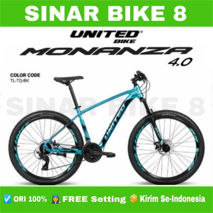 Sepeda Gunung Ukuran 27.5 Inch MTB UNITED MONANZA 4.0 2021 New Alloy 24 Speed