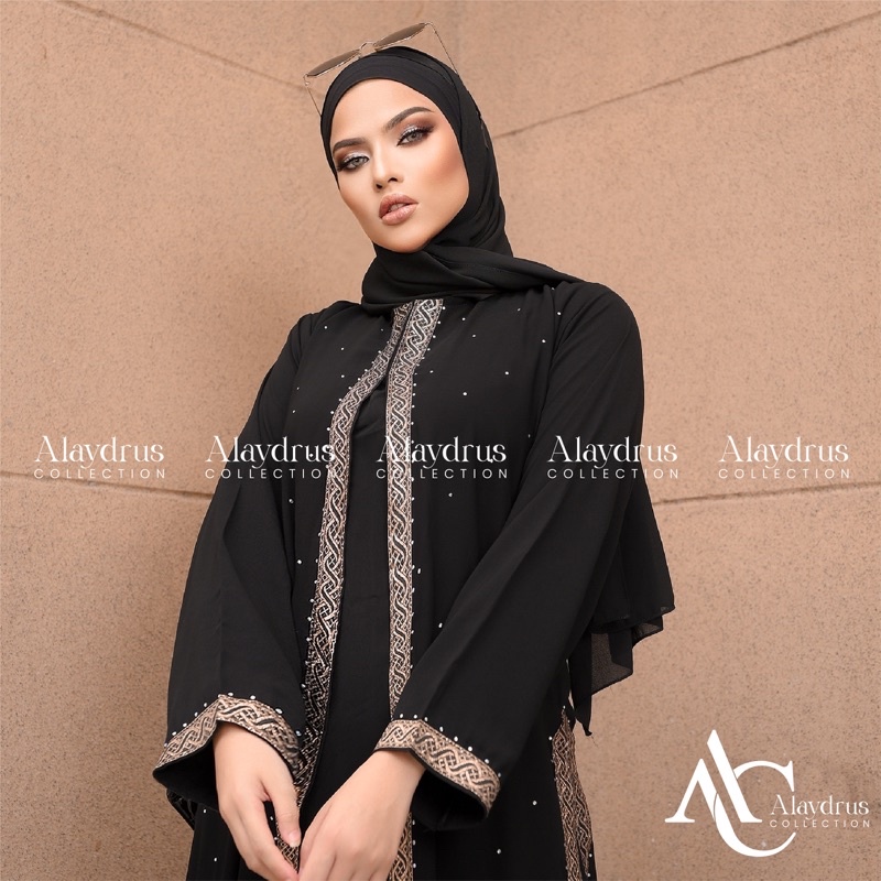 Baju Muslim Abaya Bordir Gamis Maxi Dress Arab Saudi Bordir Zephy Turki Umroh Sifon tengah India