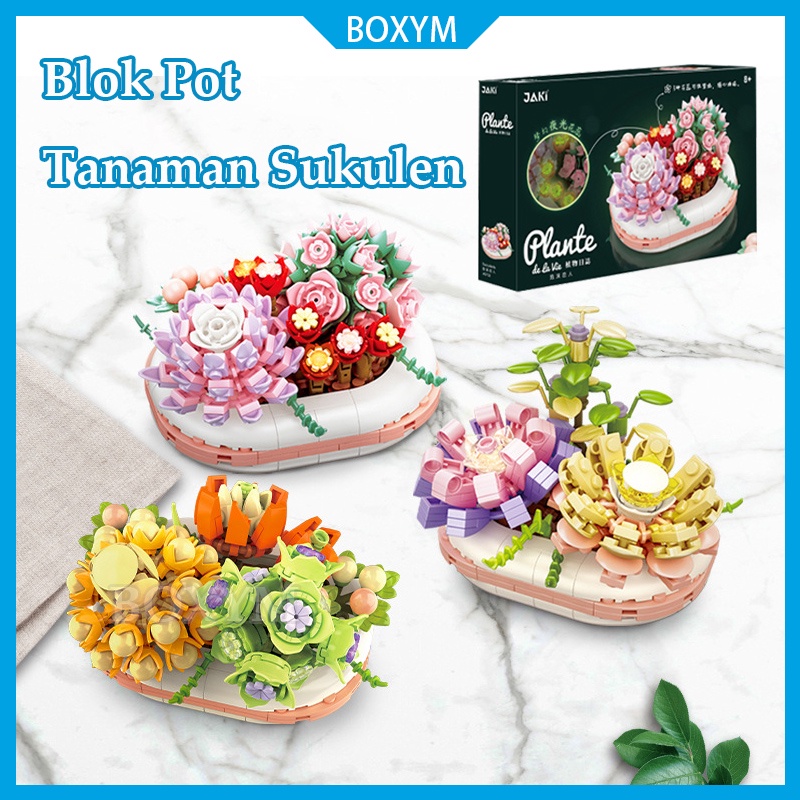 Pot Sukulen Bunga DIY Mini Flower Block / Mainan Kreatif Ruang Dekorasi Buket / Tanaman Kehidupan Ab