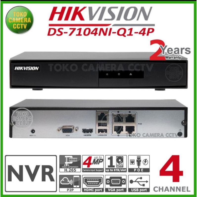 NVR 4 CHANNEL HIKVISION DS-7104NI-Q1-4P-M POE