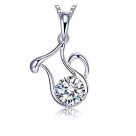Kalung Zodiak Aquarius Zircon Stone - Kalung Wanita S925 Bintang Aquarius Model Fesyen Korea