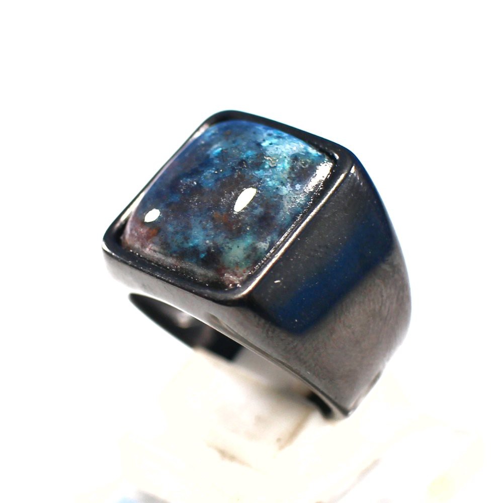 CINCIN BATU AKIK NATURAL BACAN DOKO BLUE ELEKTRIK OCTAGON