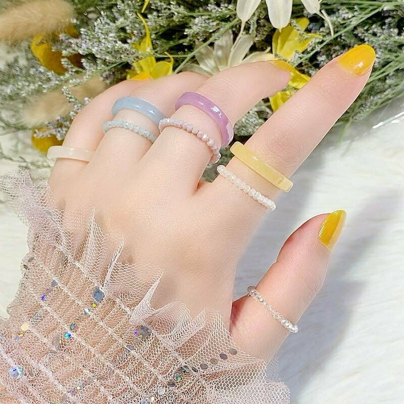 2020 Cincin Resin Akrilik Transparan Warna-Warni Untuk Wanita