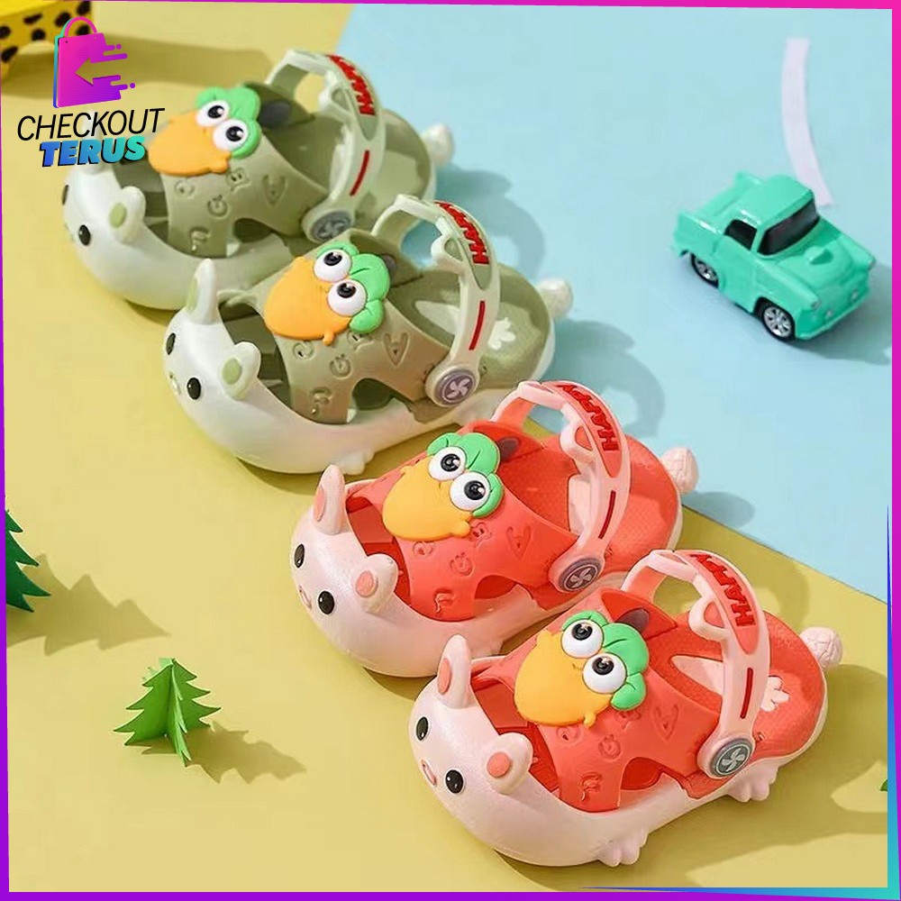 CT S44 Sandal Selop Tali Belakang Anak Motif Kelinci Wortel Lucu Anti Slip Bisa Dipakai Cewek Cowok Slippers Baim Kekinian