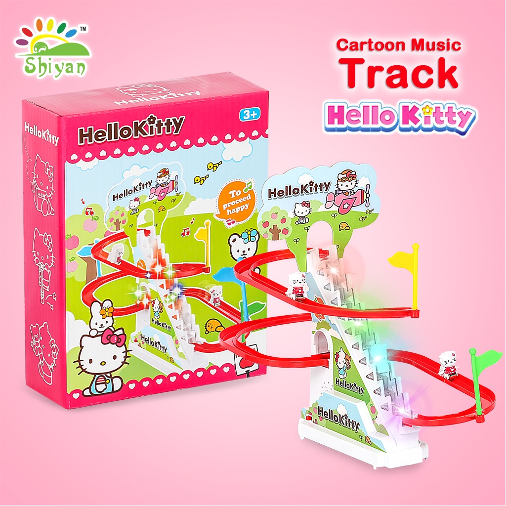 [Shiyan] mainan tangga rel berkarakter dengan musik seluncuran electric climbing stair rail car toys