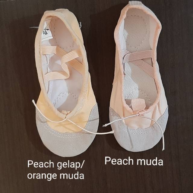 Sepatu Ballet Balet Kanvas Aksen Kulit Senam Gymnastic Pointe Split Sole Anak Dewasa