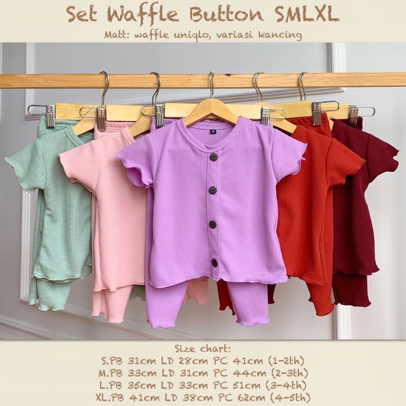 Setelan Anak Waffle Button Original Kaos Super Premium Pakaian Anak Perempuan Terlaris Termurah Best Seller