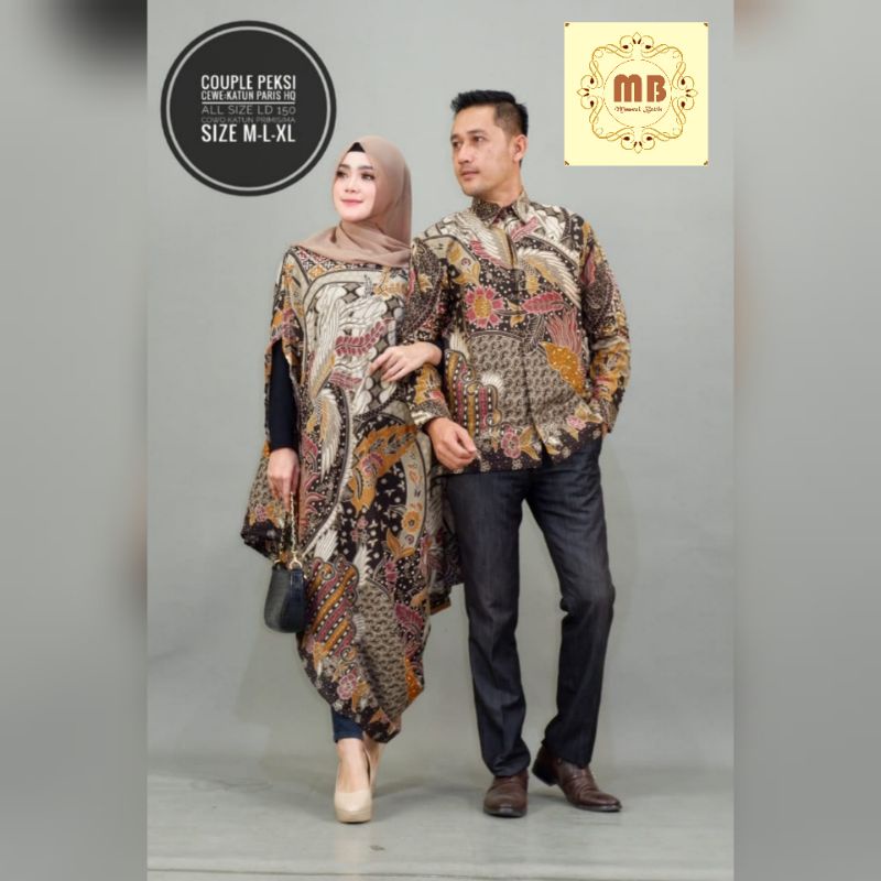 couple batik kaftan peksi kekinian / couple batik kondangan all size katun