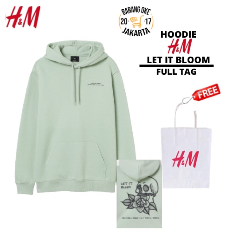 COD 9.9 Hoodie Sweater Cowok Cewek HNM Let It Bloom Mint Jaket Unisex H&amp;M Pria Wanita Full Tag