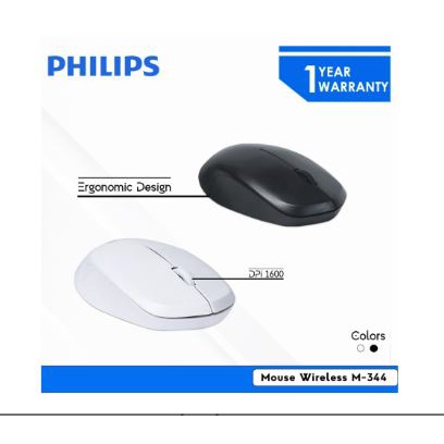 Mouse philips wireless 2.4ghz optical 1600dpi 3d for office gaming pc laptop m344 m-344 spk7344