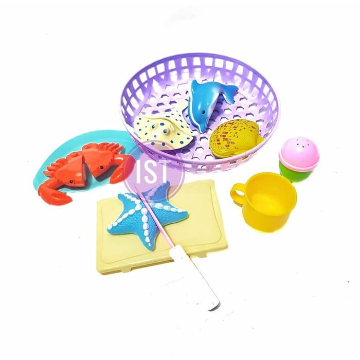 Mainan Permainan Maenan Makan Makanan Ikan Laut Seafood pretend Play Set Playset Montessori Kids Toy