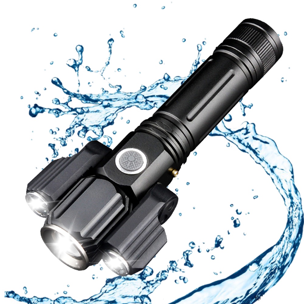 Senter LED Telescopic Zoom Cree XM-L T6 + 2 x XPE 15000 Lumens