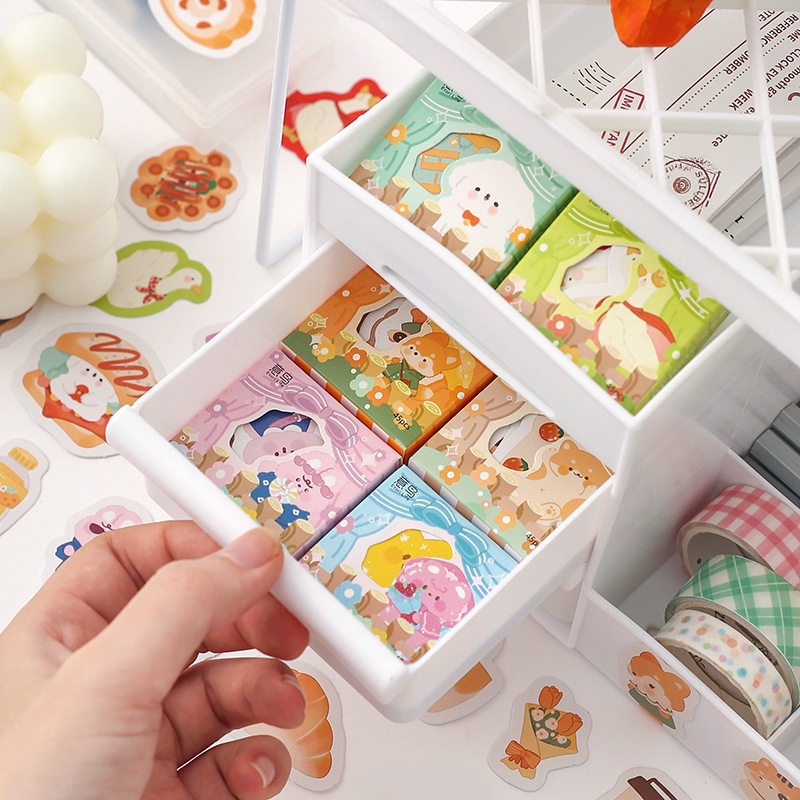 imoda 45 lembar/kotak Stiker Kartun Lucu DIY Scrapbooking Dekorasi Stiker Alat Tulis-3