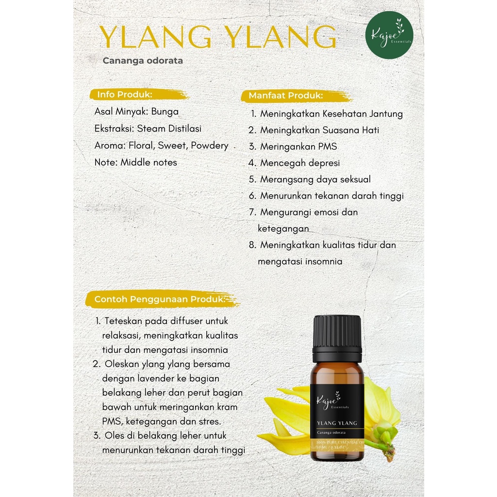 KAJOE Ylang Ylang Essential Oil Diffuser Minyak Esensial Atsiri Aromaterapi Aromatheraphy