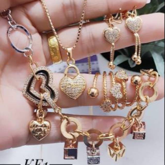 Xuping set perhiasan gelang love kubus lapis emas 24k 1311