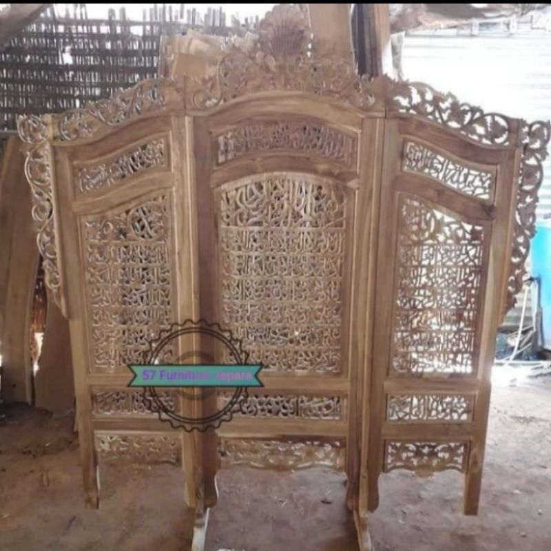 Sketsel ukir jepara - Partisi sekat pemisah ruangan kayu jati mentahan