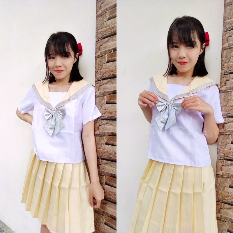 【AiVii】KOSTUM COSPLAY SERAGAM SEKOLAH JEPANG PASTEL YELLOW