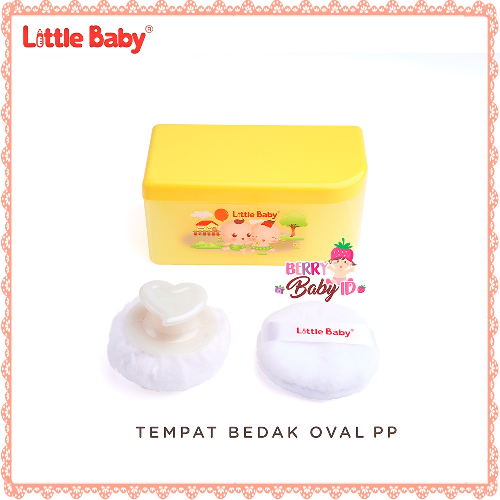 Little Baby Tempat Bedak Oval PP 2 Kompartmen &amp; Puff Berry Mart