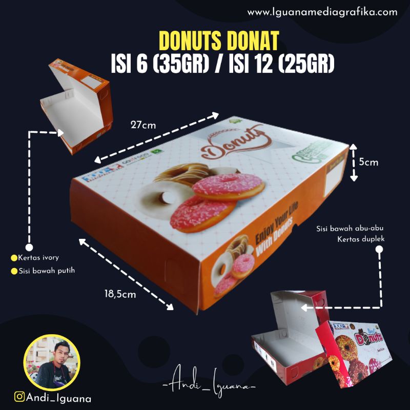 kardus Donat isi 6, Dus Donat, Dus Donat Besar Isi 6/12 Murah