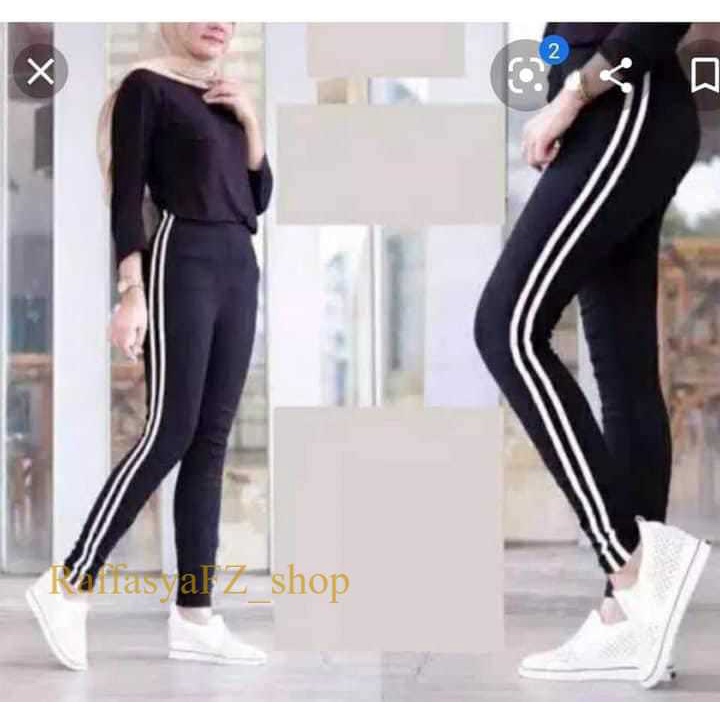 celana list pants / celana list samping / celana list wanita / celana list putih scuba / celana senam list 2 / celana garis samping / celana garis putih / celana olahraga keren / celana pensil / legging wanita / celana legging import RaffasyaFZ_Shop