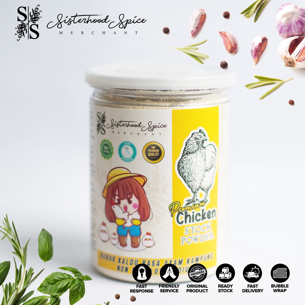 

Sisterhood Spice Merchant Premium Chicken Stock Powder Non MSG Low Sodium 380gr
