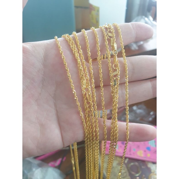 Kalung rantai tambang emas asli polos mas kuning kadar 700 70% 16K