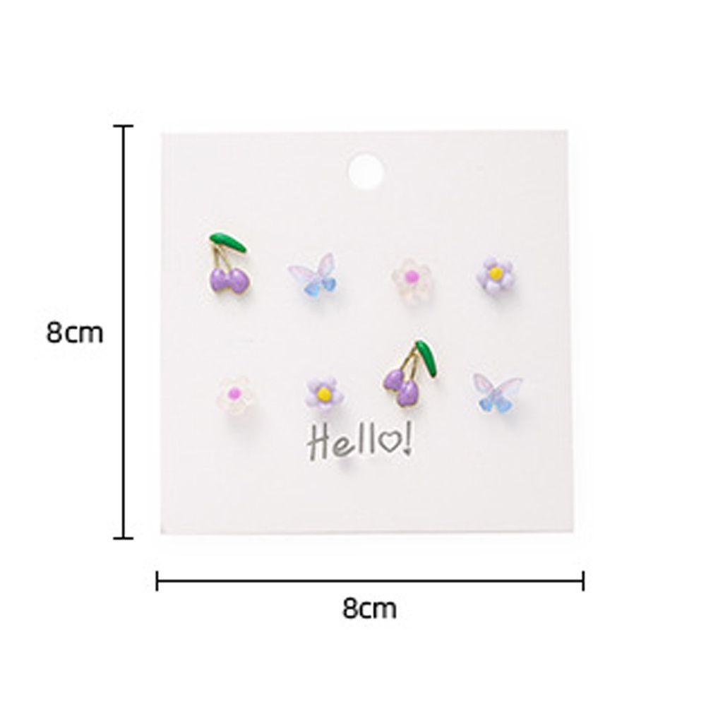 R-flower 8PCS/SET Anting Bunga Kupu-Kupu Fashion Wanita Pesta Perhiasan Mini Studs Earrings