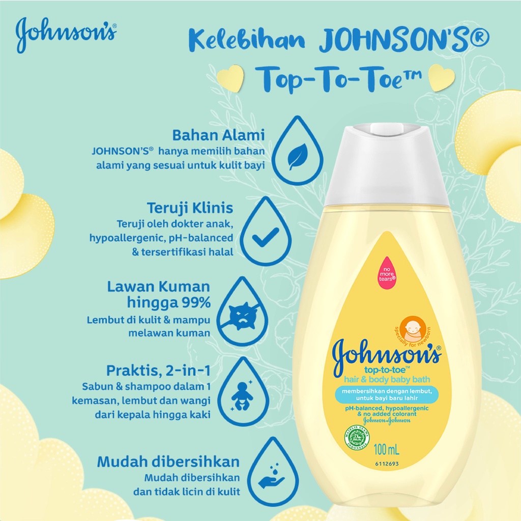 ❤ BELIA ❤ JOHNSON'S Baby Hair Body Wash | Bath | Sabun Mandi Bayi Kepala Badan Tubuh (✔BPOM)