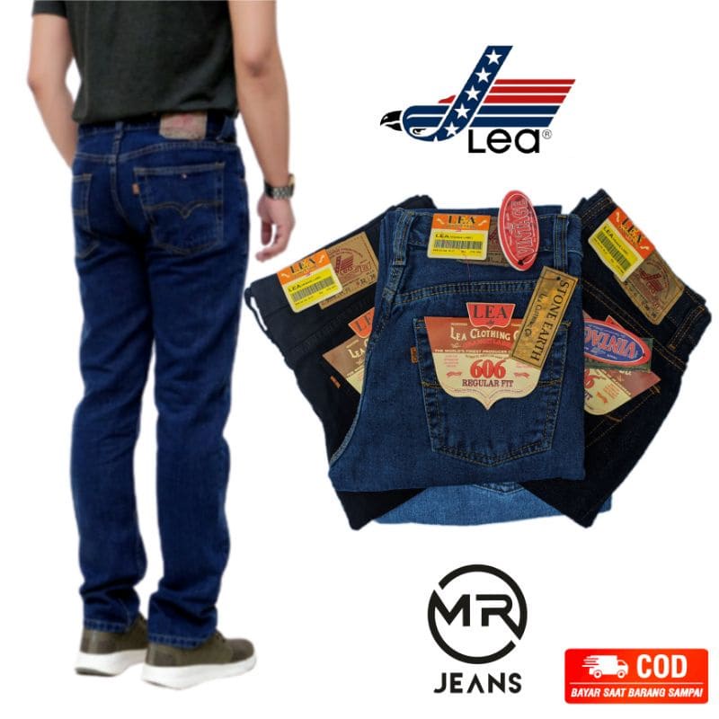 Celana Jeans Lea Biru Stone Grade ORI Kancing Tembus