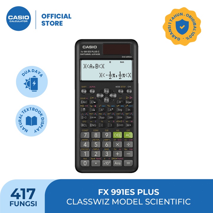 CASIO FX-991ES Plus2 - Kalkulator Sekolah/Kuliah - Scientific/Saintifik - 417 fungsi