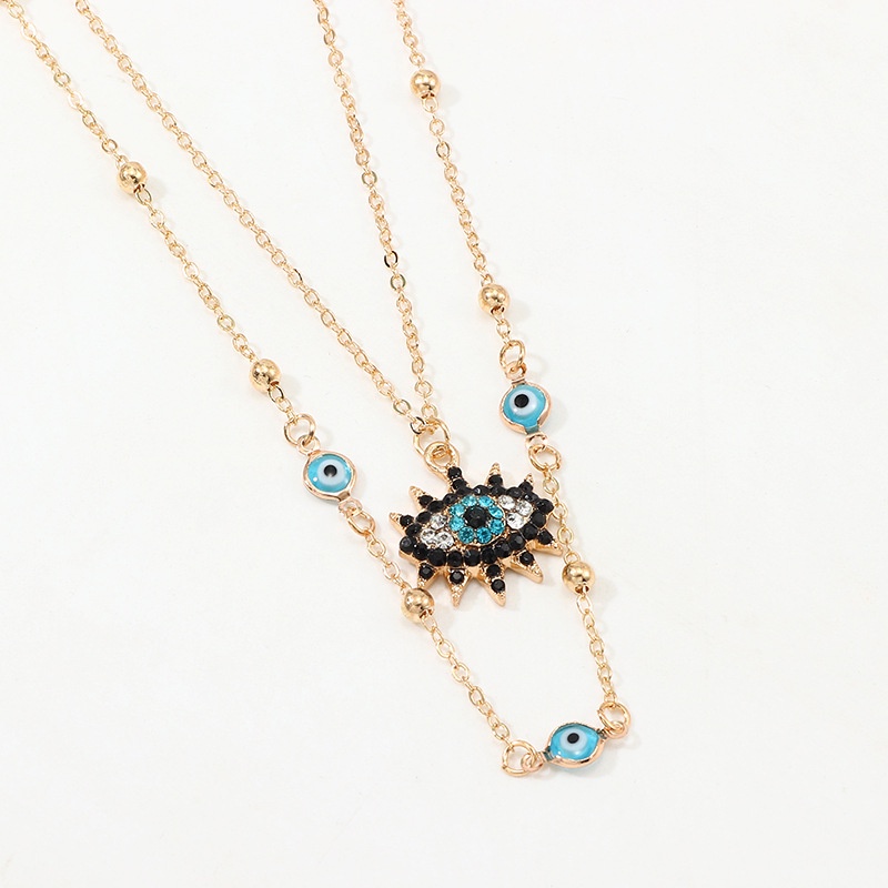 [Women Retro Creative Crystal Demon Eye Pendant Necklace] [Girls Vintage Simple Chain Necklaces ] [Ladies Fashion Clavicle Necklace]