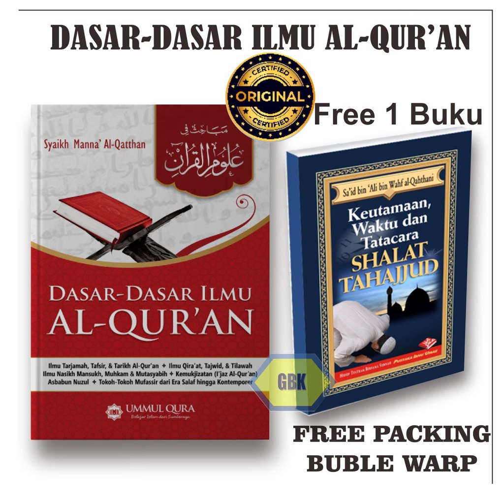 Buku Dasar-Dasar Ilmu Al-Quran - Mabahits Fi Ulumil Quran Penerbit Ummul Qura(Free 1 Buku Keutamaan waktu dan shalat Tahajjud)