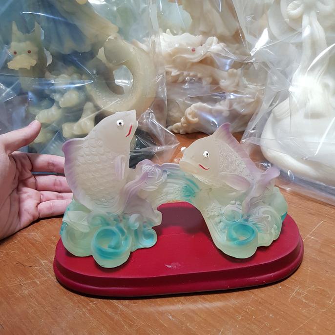 monggo] pajangan hiasan patung ikan mas koi koki gold fish sakura hokky pelet