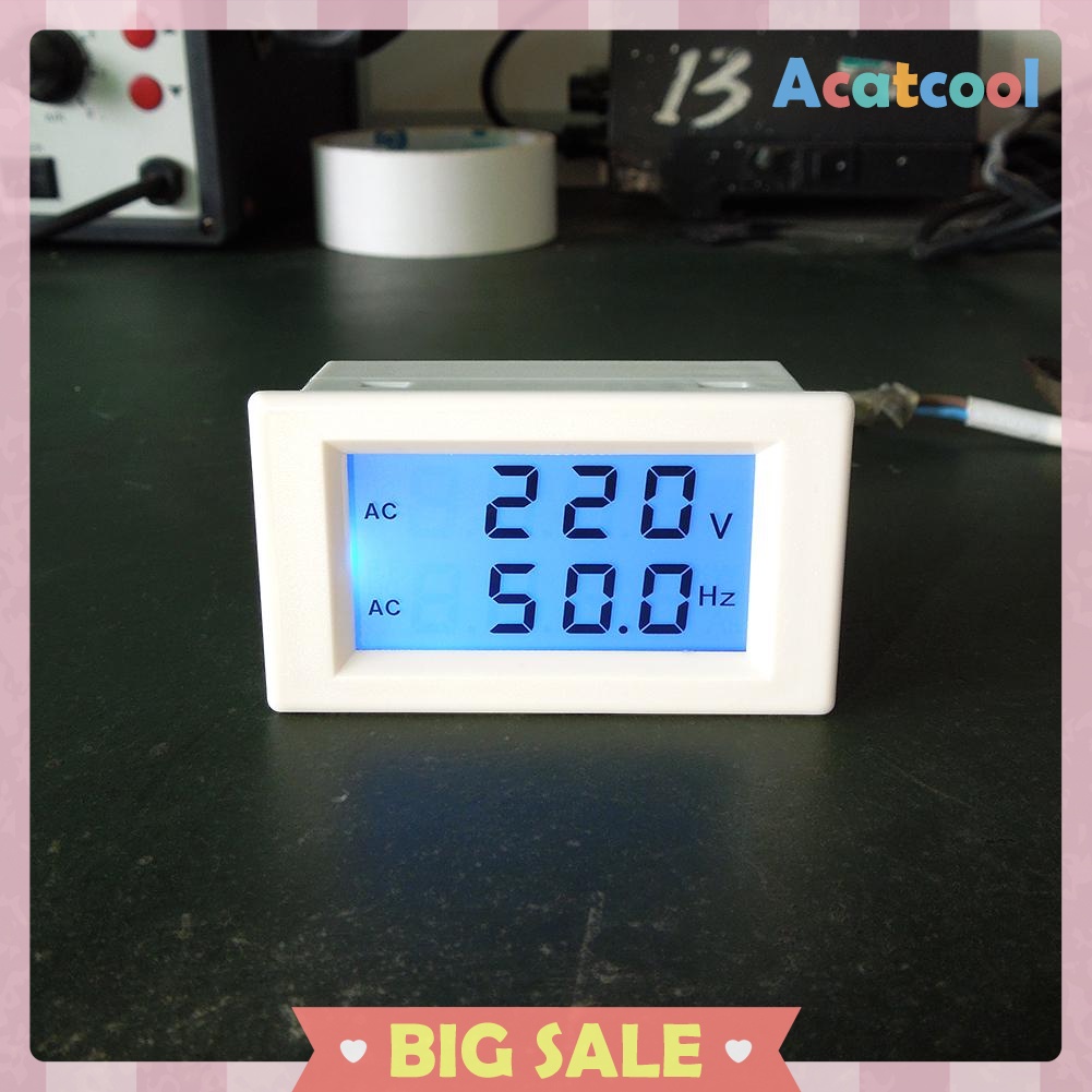 LCD Digital Dual Display AC 150- 500V Voltmeter 45- 65Hz Frequency Meter