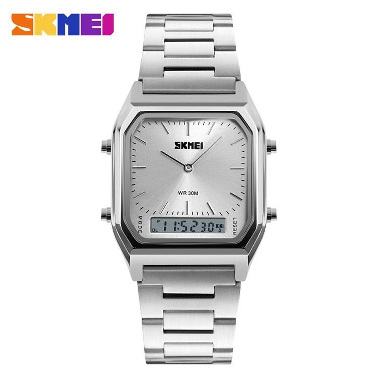 Jam Tangan SKMEI 1220 Watch Jam Tangan Pria Wanita Digital Analog Tali Stainless