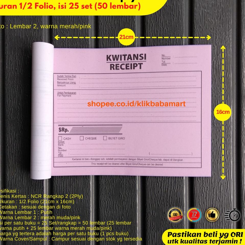 

Buruan pesan--KWITANSI KUITANSI BESAR LEBAR RECEIPT TANDA TERIMA 1/2 FOLIO 2 RANGKAP 2 PLY PUTIH MERAH PER BUKU