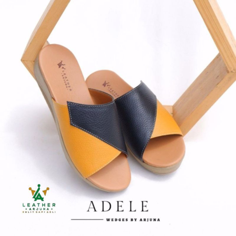 Sandal Sendal Selop Kulit Wedges Wanita Papirut Terbaru Adele